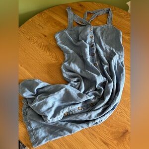 LOFT Light Denim Tie-Strap Sundress - Light Blue